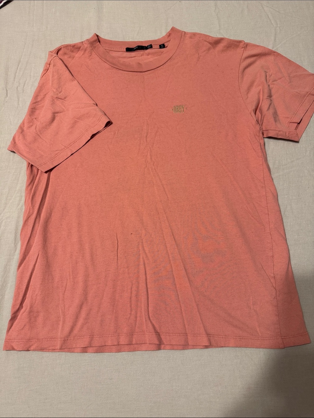 Obey Men's Coral-Pink Short Sleeve Crew Tee